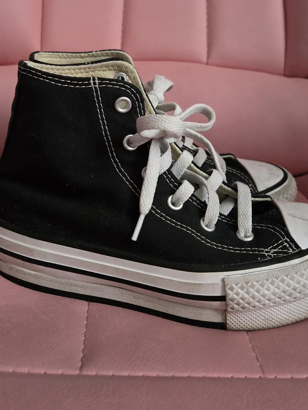 Converse Black and White Kids' High-Top Chunky Platform Shoes